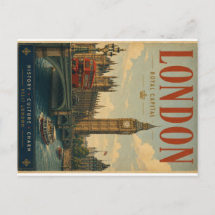 Vintage London Reiseplakat mit historischer Archit Feiertagspostkarte