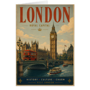 Vintage London-Reiseposter mit ikonischer Brücke a