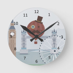 Vintage-London-Reiseszene Runde Wanduhr