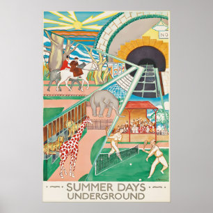 Vintage London Sommer Tage Poster Druck, Eisenbahn