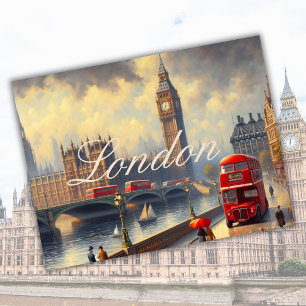 Vintage London Stadt England Big Ben Reise Kunst Postkarte