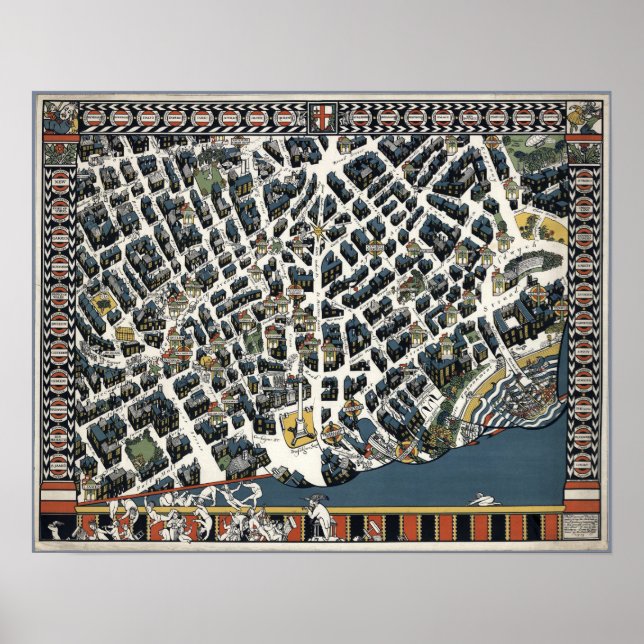 Vintage London Theatreland Karte 1915 Poster (Vorne)