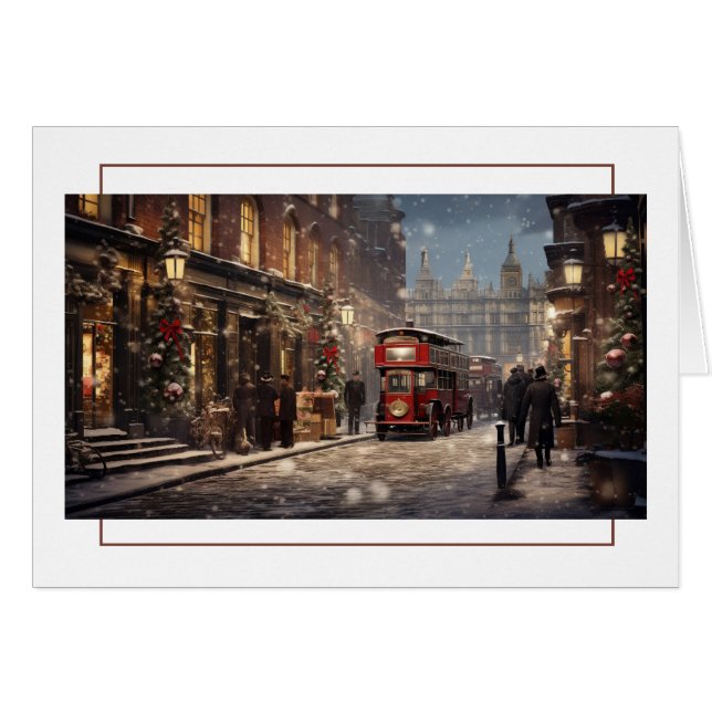 Vintage Londoner Weihnachtsstraße (Vorderseite (Horizontal))