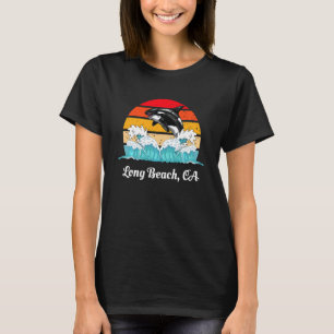 Vintage Long Beach CA abgenutzter Orca-Schwertwal T-Shirt