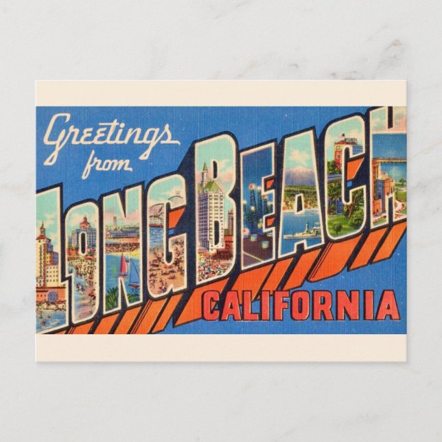 Vintage Long Beach CA  Postkarte (Vorderseite)