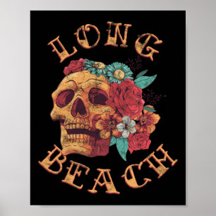 Vintage Long Beach California Tattoo Ca Tinte Schä Poster