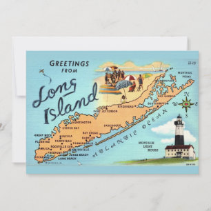 Vintage Long Island Karte 5x7 große Postkarte