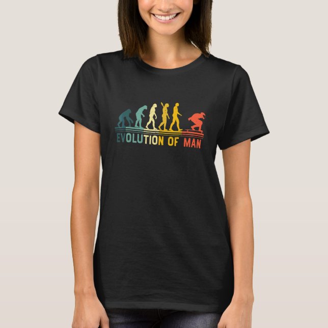 Vintage Longboard Longboarding Evolution Mann T-Shirt (Vorderseite)