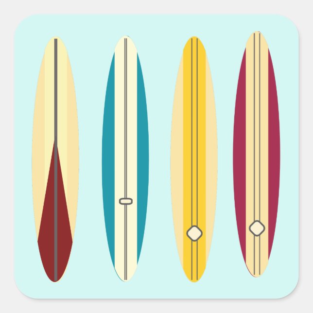 Vintage Longboards Quadratischer Aufkleber (Vorderseite)