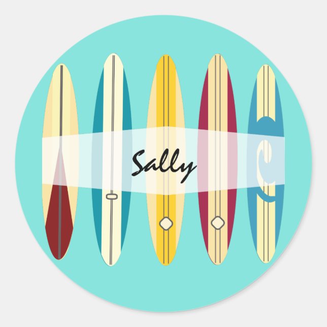 Vintage Longboards Runder Aufkleber (Vorderseite)