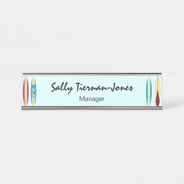 Vintage Longboards Schreibtischnamensplakette (Vorderseite )