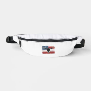 Vintage-Longhorn-Schädel-Amerikanische-Flagge-Vekt Bauchtasche