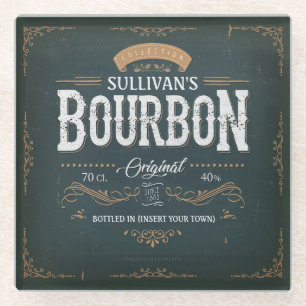 Vintage-Look ADD NAME American Bourbon Whiskey Bar Glasuntersetzer