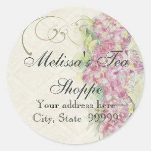 Vintage-Look Blaue Hortensien-Blumen-Swirlen Runder Aufkleber