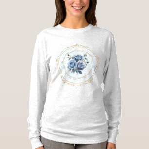 Vintage-Look Blaue Rose Langarm T-Shirt