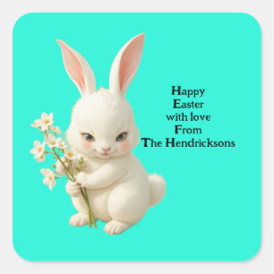 Vintage-Look Custom Easter Bunny Cute Quadratischer Aufkleber