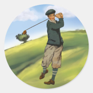 Vintage-Look Golfer Golf Aufkleber