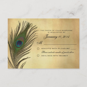 Vintage-Look Pfauenfeder RSVP individuell Karte