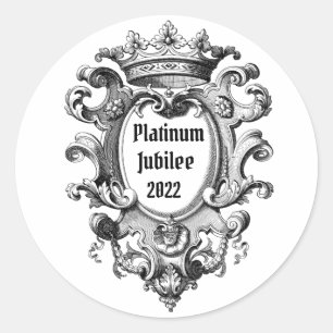 Vintage Look Platin-Jubiläum 2022 Klassisch Rund S Runder Aufkleber