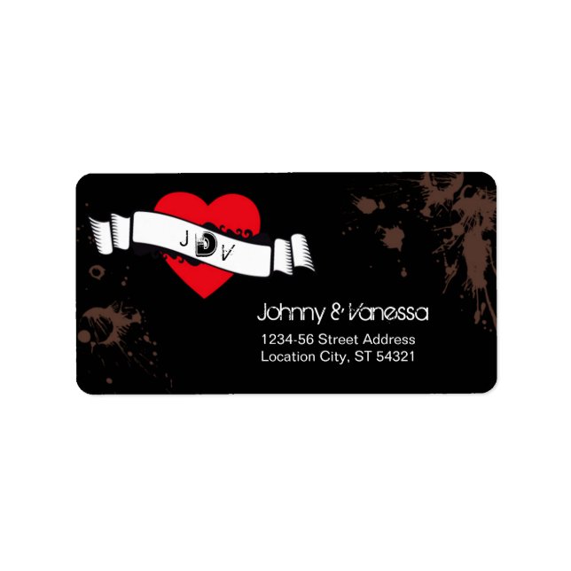 Vintage Look Rock & Roll Music Hochzeit Adressaufkleber (Vorne)