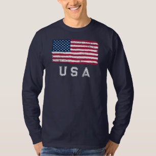 Vintage-Look-US-Flagge (weißer Text) Langarm T-Shirt