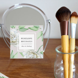 Vintage-Look Weiße Wasserfarbe Floral Quadratische Visitenkarte