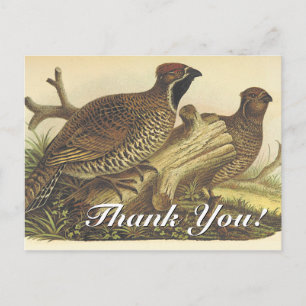 Vintage Look, Zwei Vögel "Danke!" Postkarte