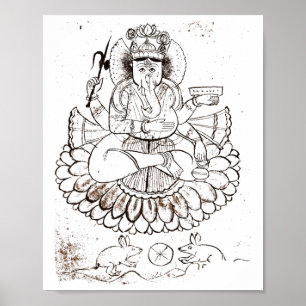 Vintage Lord Ganesha T-Shirt Hindu Hinduismus Yoga Poster