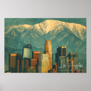 Vintage Los Angeles Aquarell   Retro Kalifornien Poster