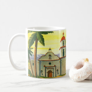 Vintage Los Angeles, Kalifornien Mission mit Palme Kaffeetasse