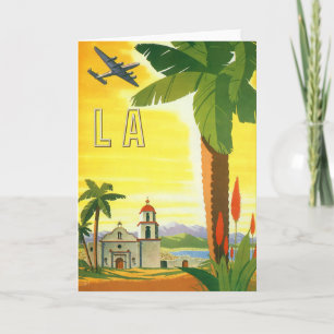 Vintage Los Angeles, Kalifornien Mission mit Palme Karte