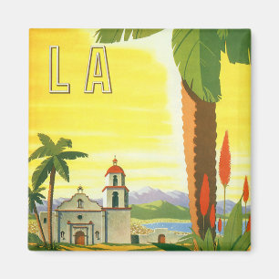 Vintage Los Angeles, Kalifornien Mission mit Palme Magnet