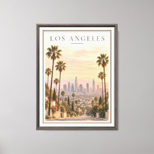 Vintage Los Angeles Kalifornien Palmen Skyline Leinwanddruck