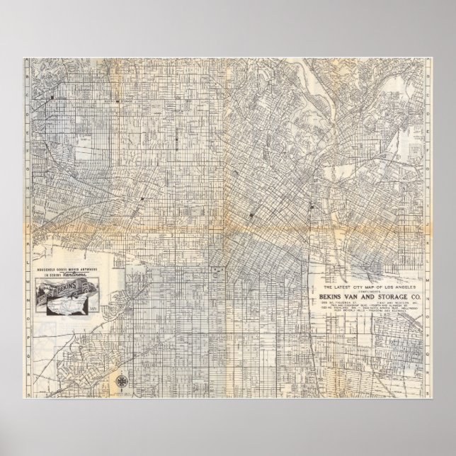 Vintage Los Angeles Map Poster 1942 (Vorne)