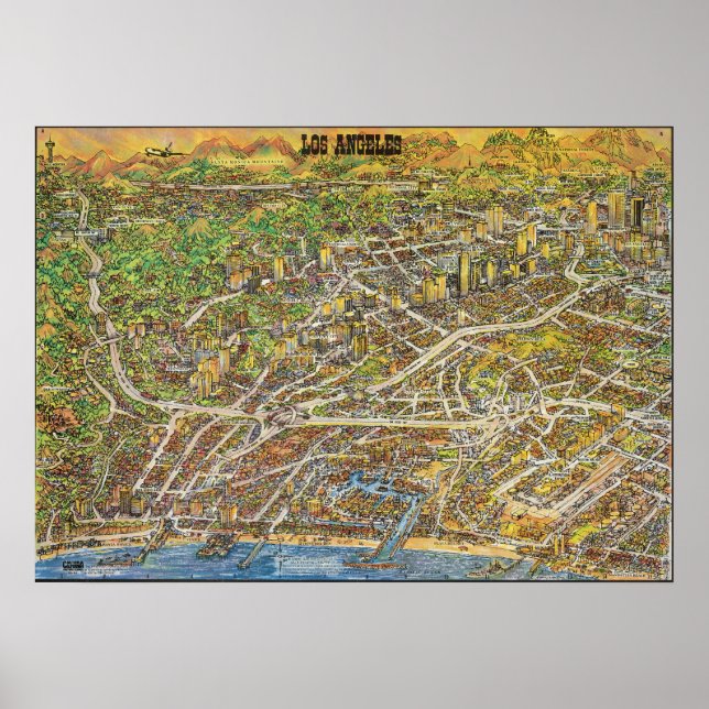 Vintage Los Angeles Pictorial Map Poster 1974 (Vorne)