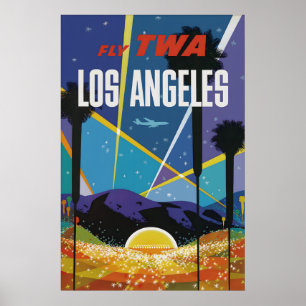 Vintage Los Angeles Reiseplakat Druck, Fluggesells Poster