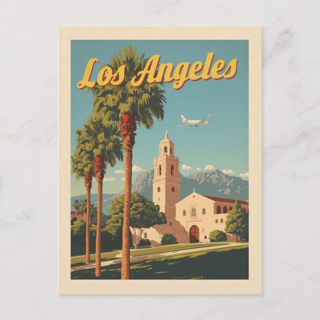 Vintage Los Angeles Travel Poster Mission Postkarte (Vorderseite)