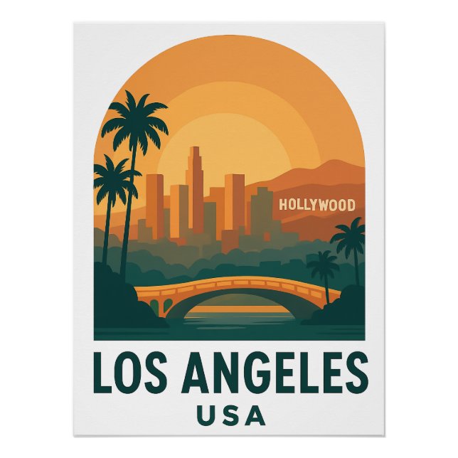Vintage Los Angeles Travel Poster – Retro USA (Vorderseite)