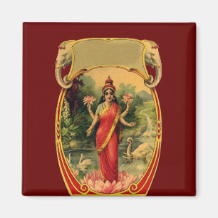 Vintage Lotus Blume Hindu Goddess Lakshmi Magnet