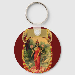 Vintage Lotus Blume Hindu Goddess Lakshmi Schlüsselanhänger