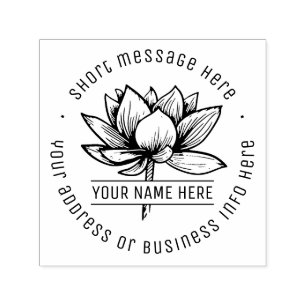 Vintage Lotus Blume Rücksendeadresse von Unternehm Permastempel