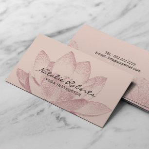 Vintage-Lotus-Blumen-Illustration Yoga-Lehrer Visitenkarte
