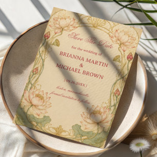 Vintage Lotus Botanisch Elegant Save The Date