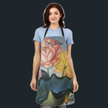 Vintage Lotus Flowers, The Sacred Egyptian Bean Schürze<br><div class="desc">The Sacred Egyptian Bean by Robert John Thornton, 1807. One of the many exquisite illustrative plates to be found in "The Temple of Flora." Vintage illustration botanical nature design featuring pink and yellow lotus flowers with large green leaves in a pond. The lotus flower has come to be associated with...</div>