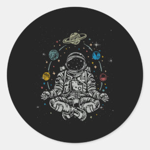 Vintage Lotus meditierender Astronaut Zen Yoga Pla Runder Aufkleber