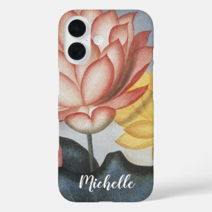 Vintage Lotusblumen, Die Heilige Ägyptische Bohne iPhone 16 Hülle