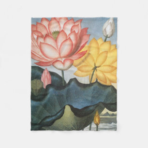 Vintage Lotusblumen, Die Heilige Ägyptische Bohne Fleecedecke