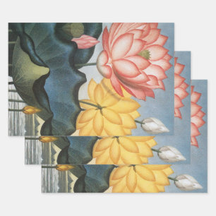 Vintage Lotusblumen, Die Heilige Ägyptische Bohne Geschenkpapier Set