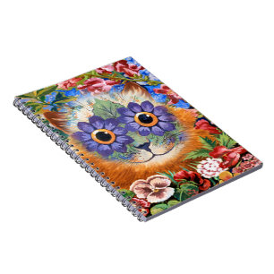 Vintage Louis Wain Flower Cat Kunst Notizbuch Notizblock