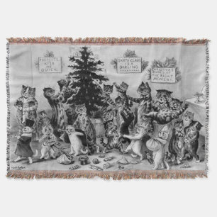 Vintage Louis Wain Katzen feiern Weihnachten Decke